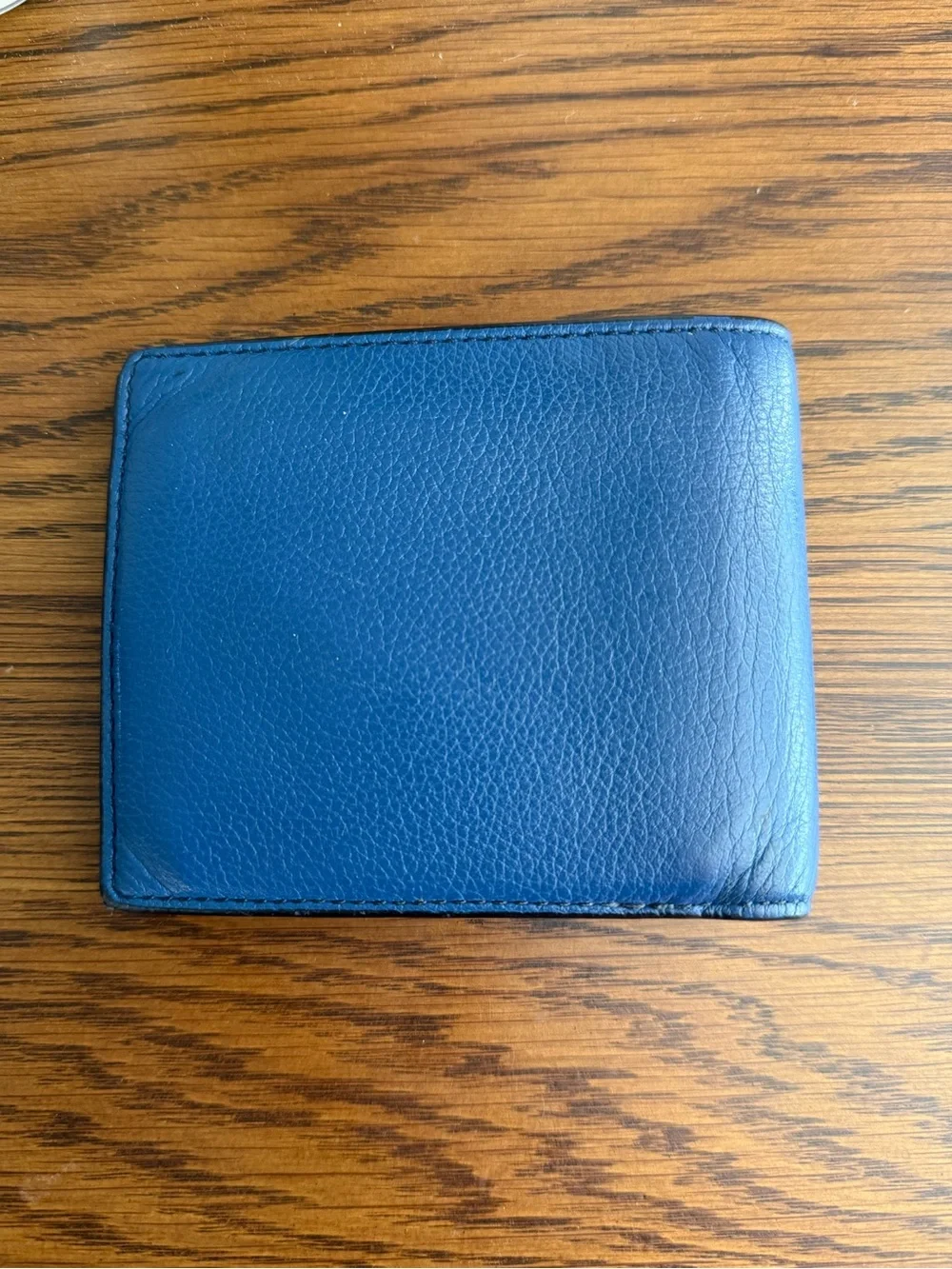 Coach Men’s Baseball Stitch Colorblock Leather Bifold Wallet Blue Black - Picture 2 of 3